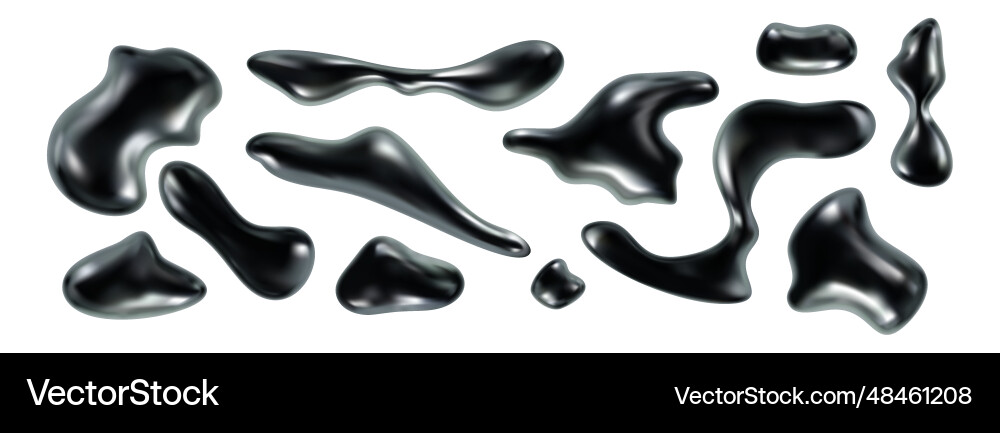 Abstract 3d black chrome forms assorted Vector Image