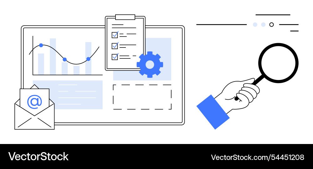 Analytical tools and email communication elements Vector Image