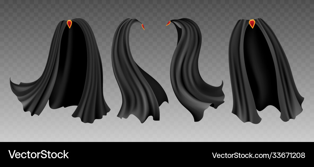 Black cloak set on transparent Royalty Free Vector Image