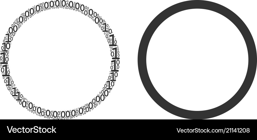 Circle bubble collage of binary digits vector image