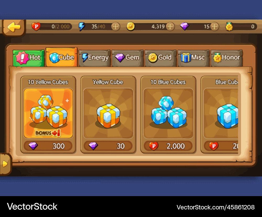 Complete set of level button game ui pop-up icon Vector Image