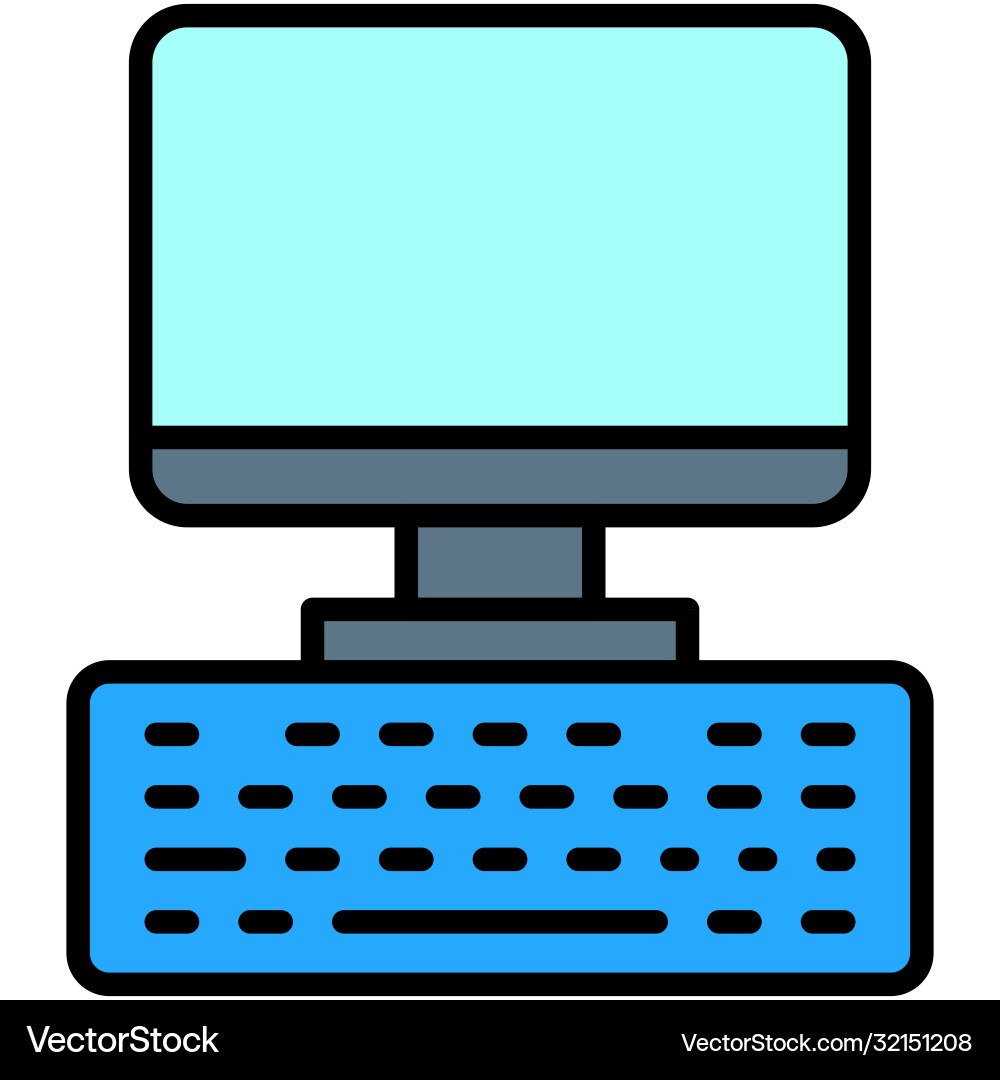 Computer and keyboard telecommuting or remote vector image