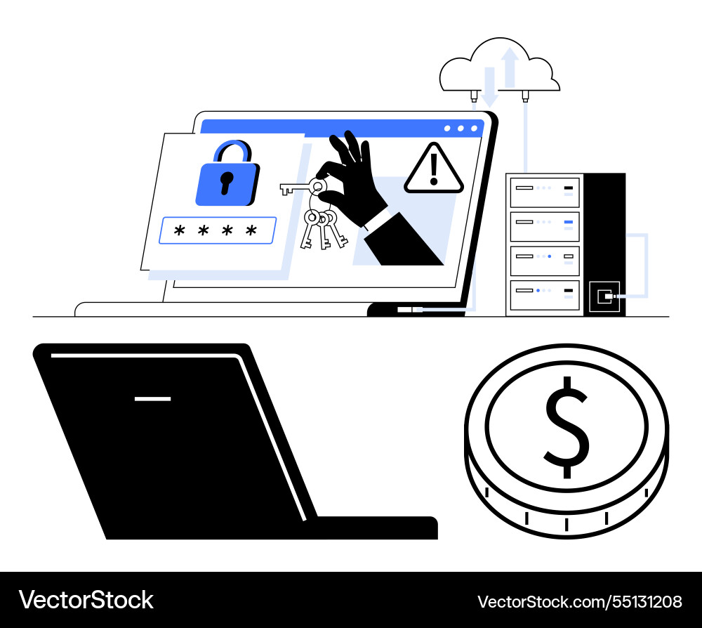 Cybersecurity threats highlighting hacking Cybersecurity threats highlighting hacking vector image
