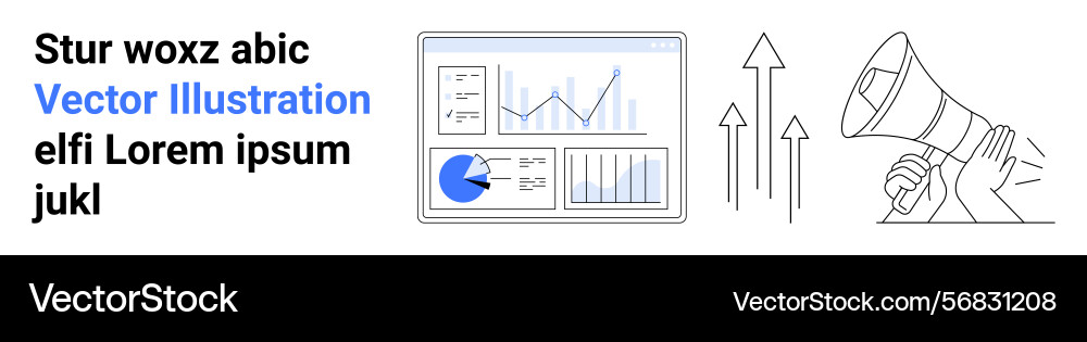 Data analytics dashboard and megaphone vector image