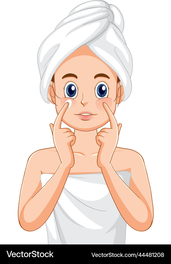 Eine Frau im Handtuch machen Gesichtsmassage Eine Frau im Handtuch machen Gesichtsmassage vektorbild