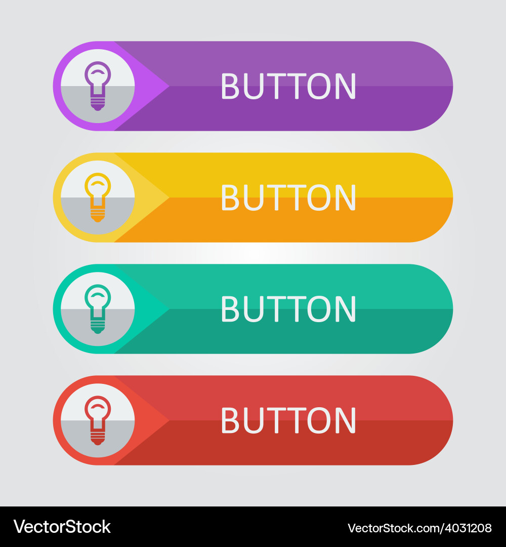 Flat buttons with lamp icon vector image