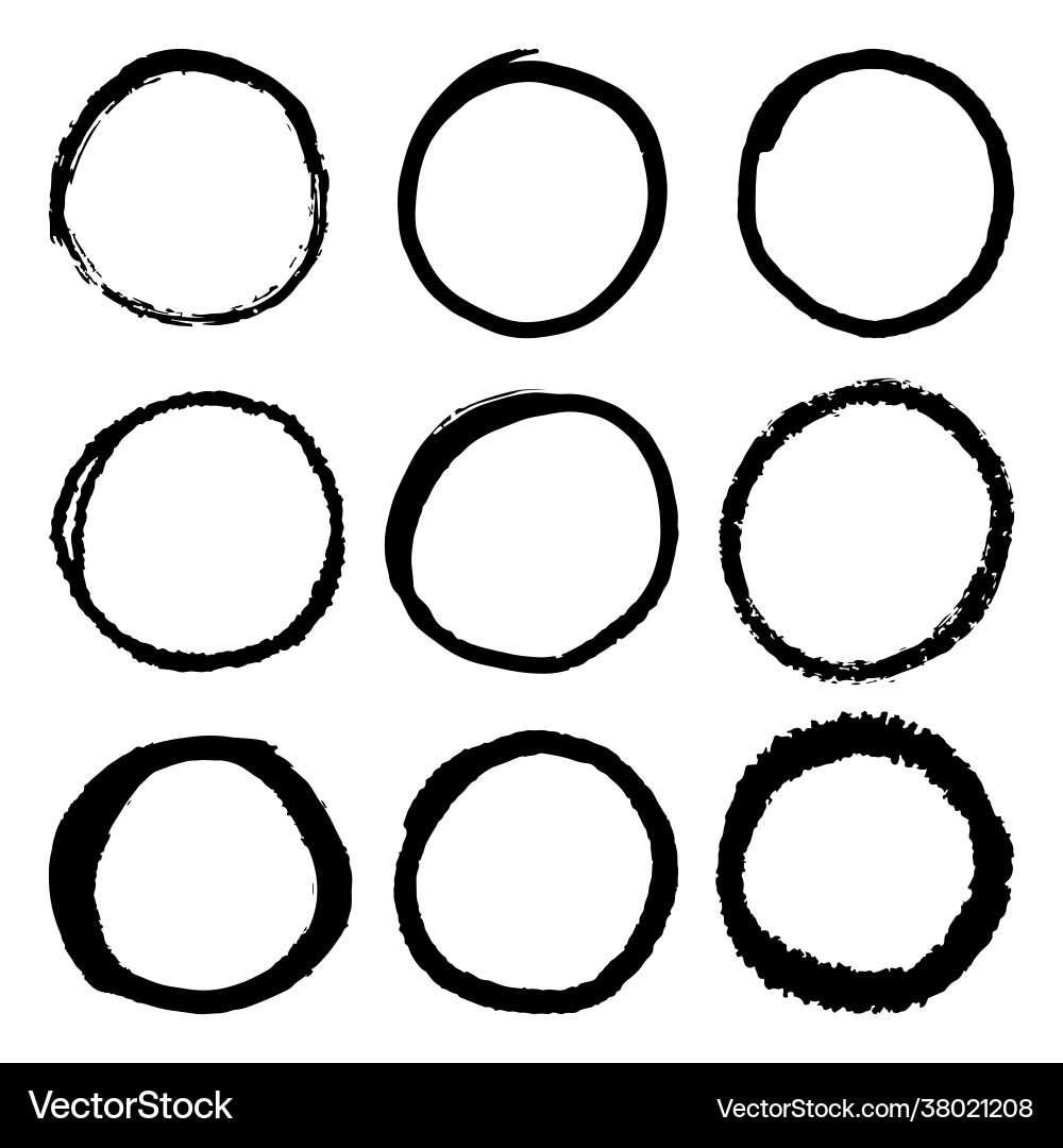 Hand Drawn Circle Doodle Set Vector Image
