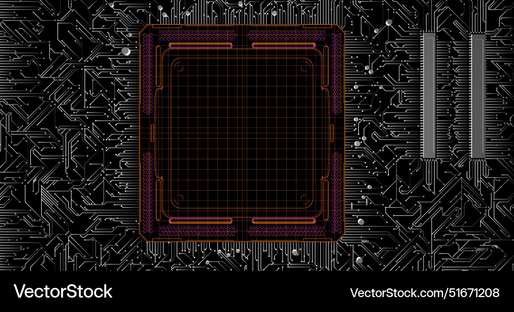Holographic Processor Circuit Vector Image