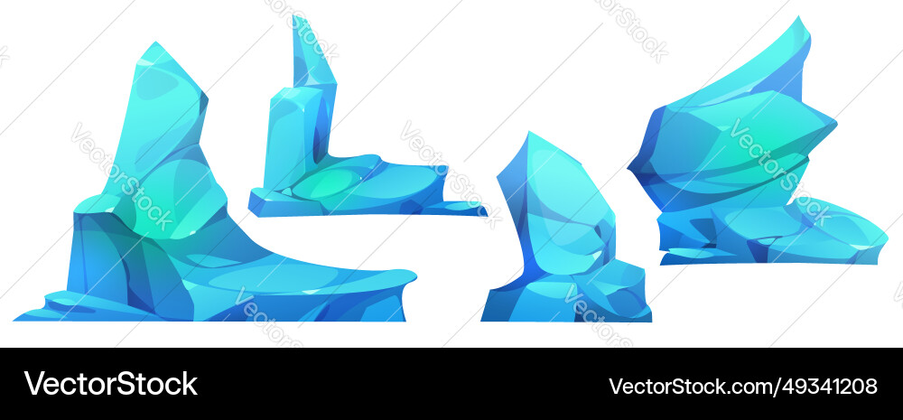Ice blocks set isolated on white background Ice blocks set isolated on white background Vector Image