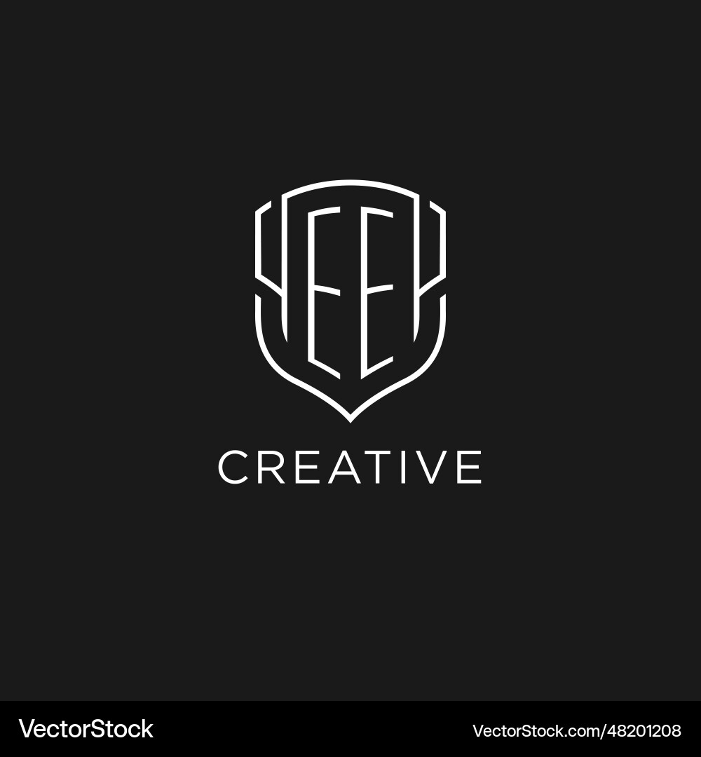 Initial ee logo monoline shield icon shape vector image