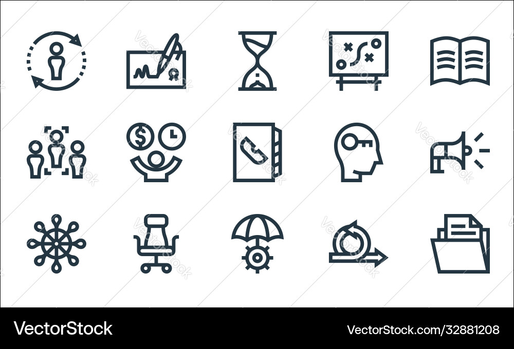 Management line icons linear set quality Management line icons linear set quality Vector Image