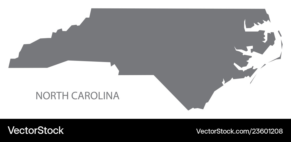 North Carolina State Map - Grey Outline Vector Image