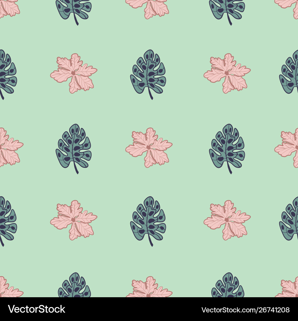 Peach and green symmetrical palms repeat pattern Peach and green symmetrical palms repeat pattern Vector Image