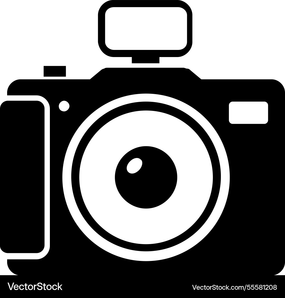 Photo camera flat web icon concept Royalty Free Vector Image