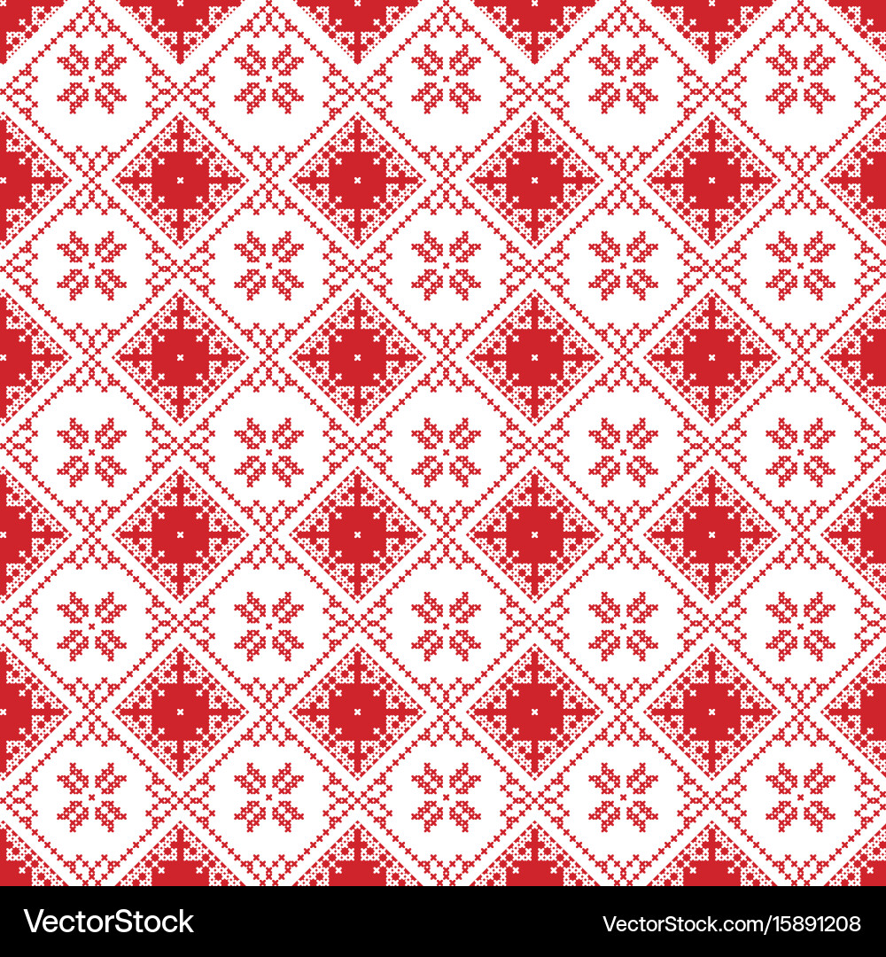 Scandinavian cross stitch pattern with snowflake Vector Image