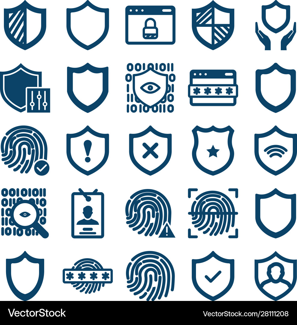 Security isolated icons set every single c Vector Image