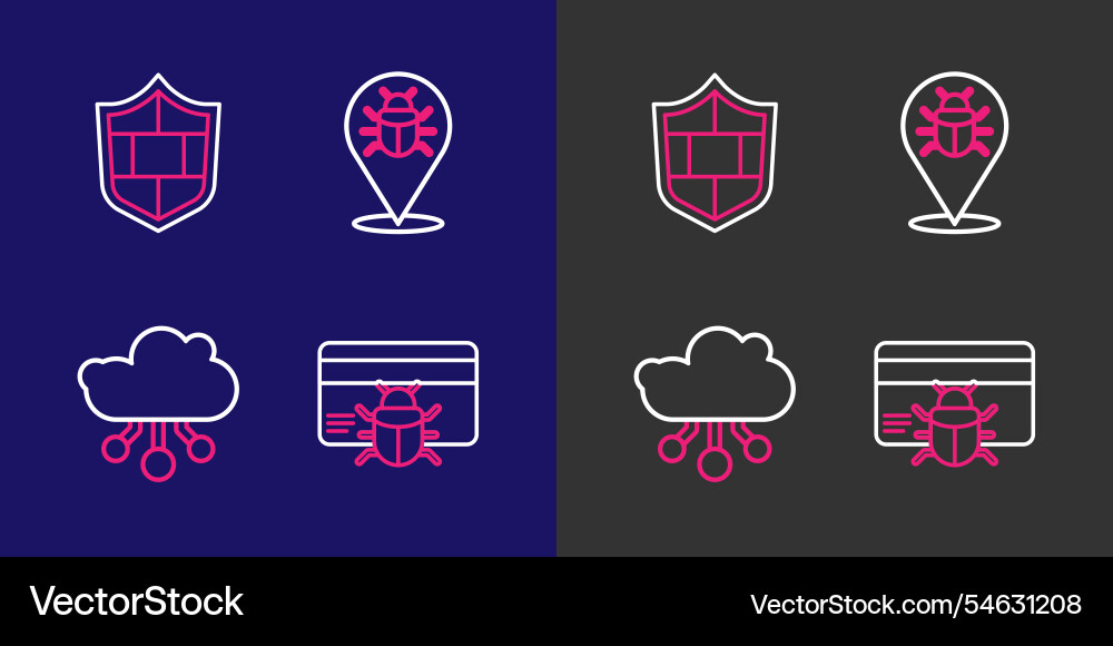 Set line system bug in credit card internet Set line system bug in credit card internet vector image
