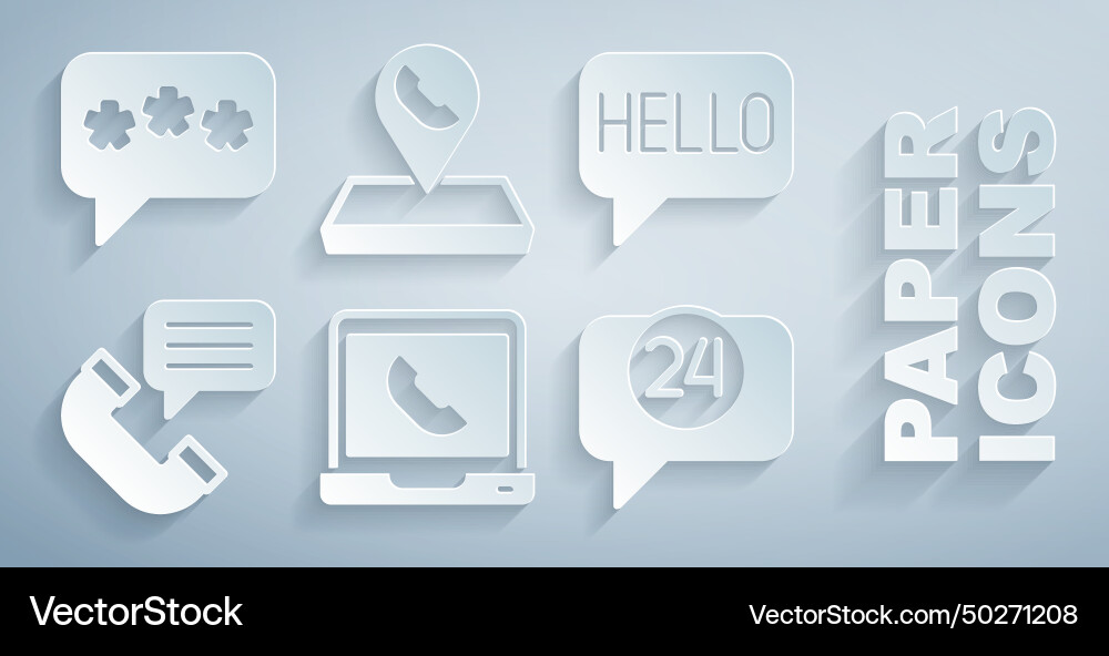 Set telephone 24 hours support hello in different vector image