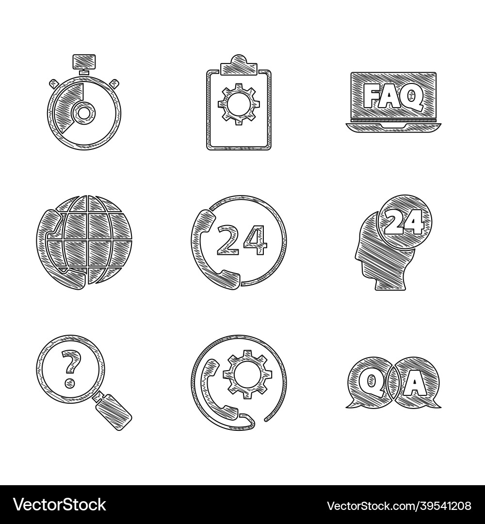 Set telephone 24 hours support question Vector Image
