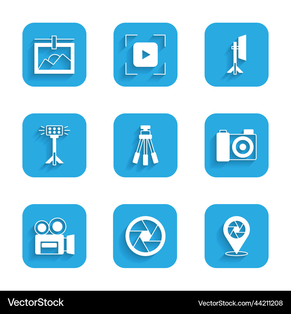 Set tripod camera shutter photo retro Vector Image