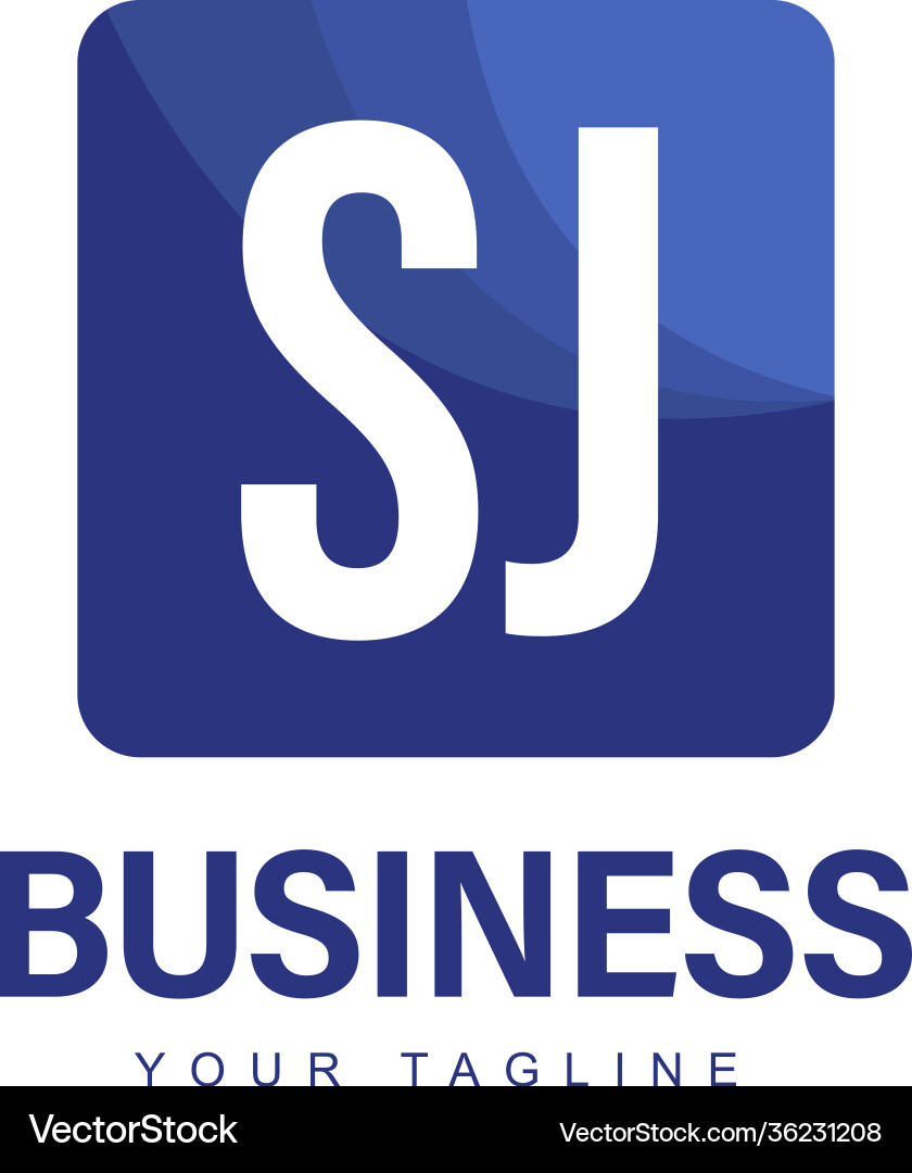 Sj initial a logo design with abstract style vector image