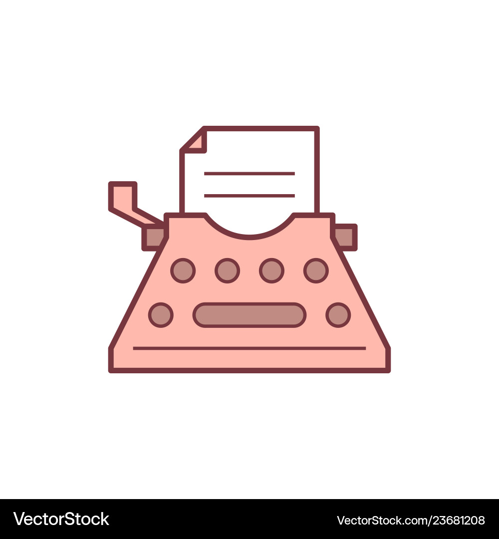 Typewriter Line Icon - Retro Style vector image