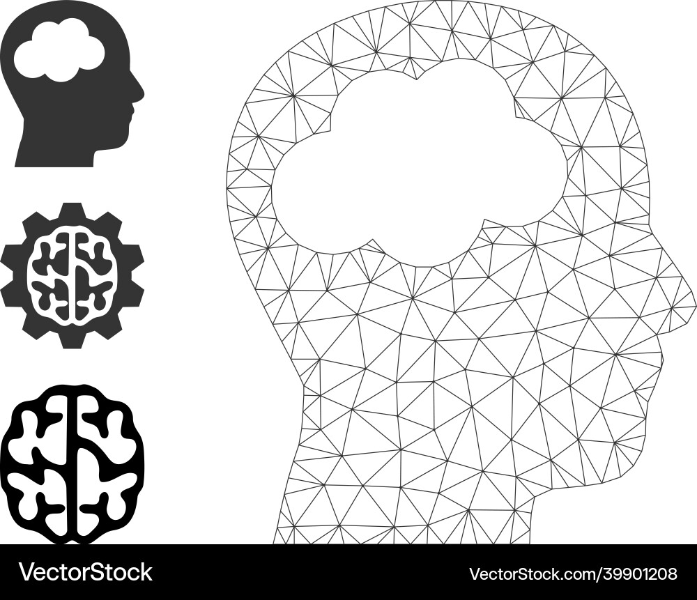 Web net head brain icon and additional Vector Image