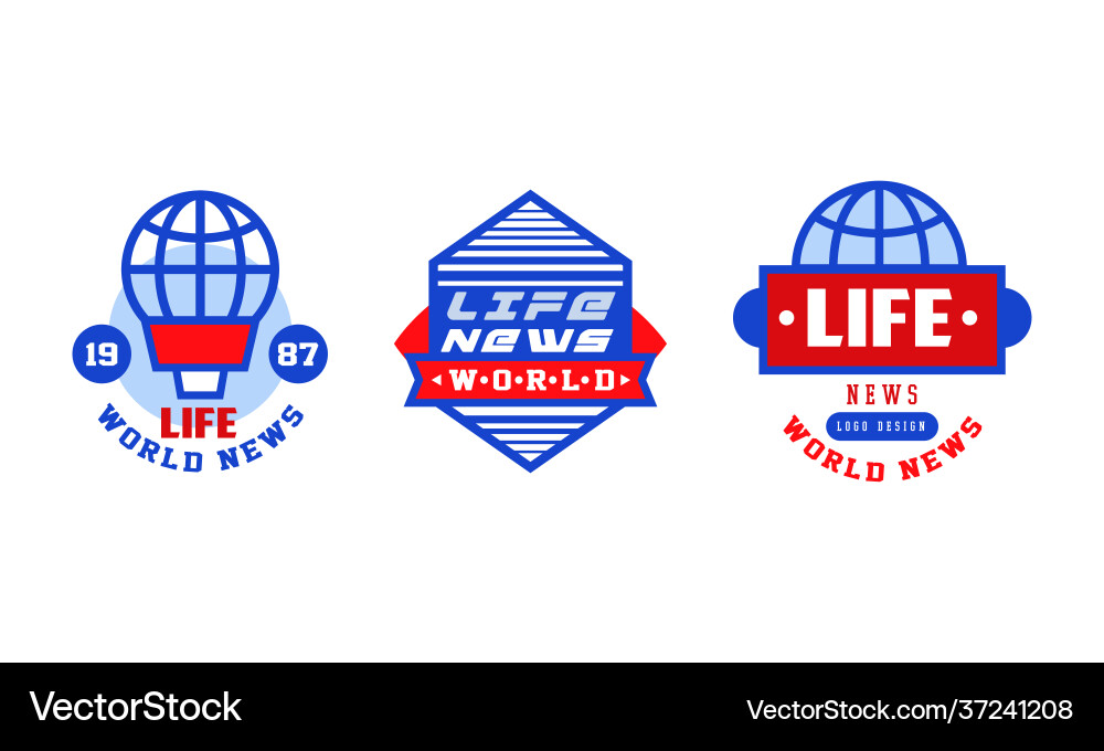 Weltlebens-News Logo-Design-Set Bruch Weltlebens-News Logo-Design-Set Bruch vektorbild