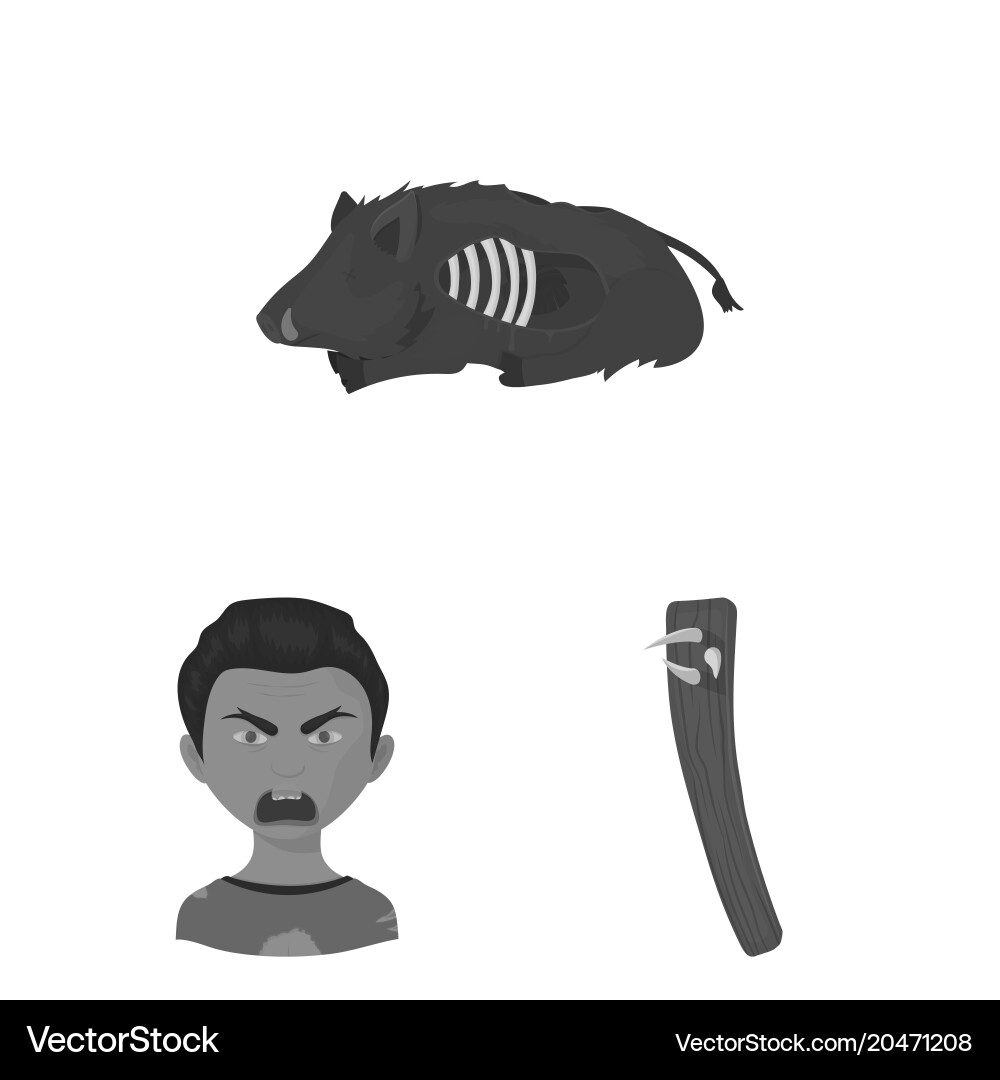 Zombies and attributes monochrome icons in set Vector Image