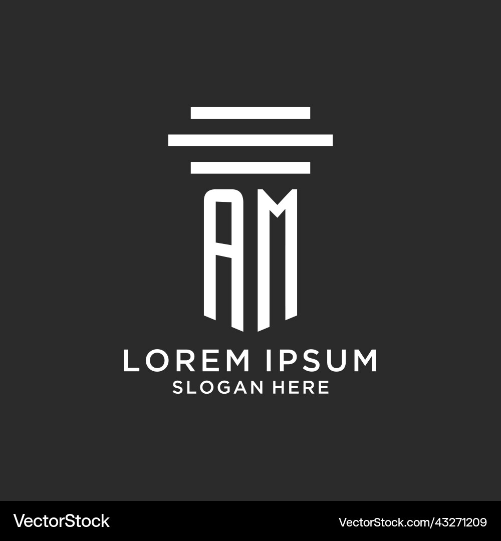 Am initials with simple pillar logo design Vector Image