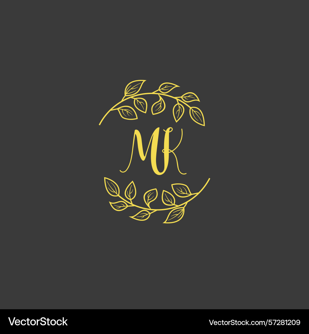 Botanical monogram logos with initial mk Botanical monogram logos with initial mk vector image