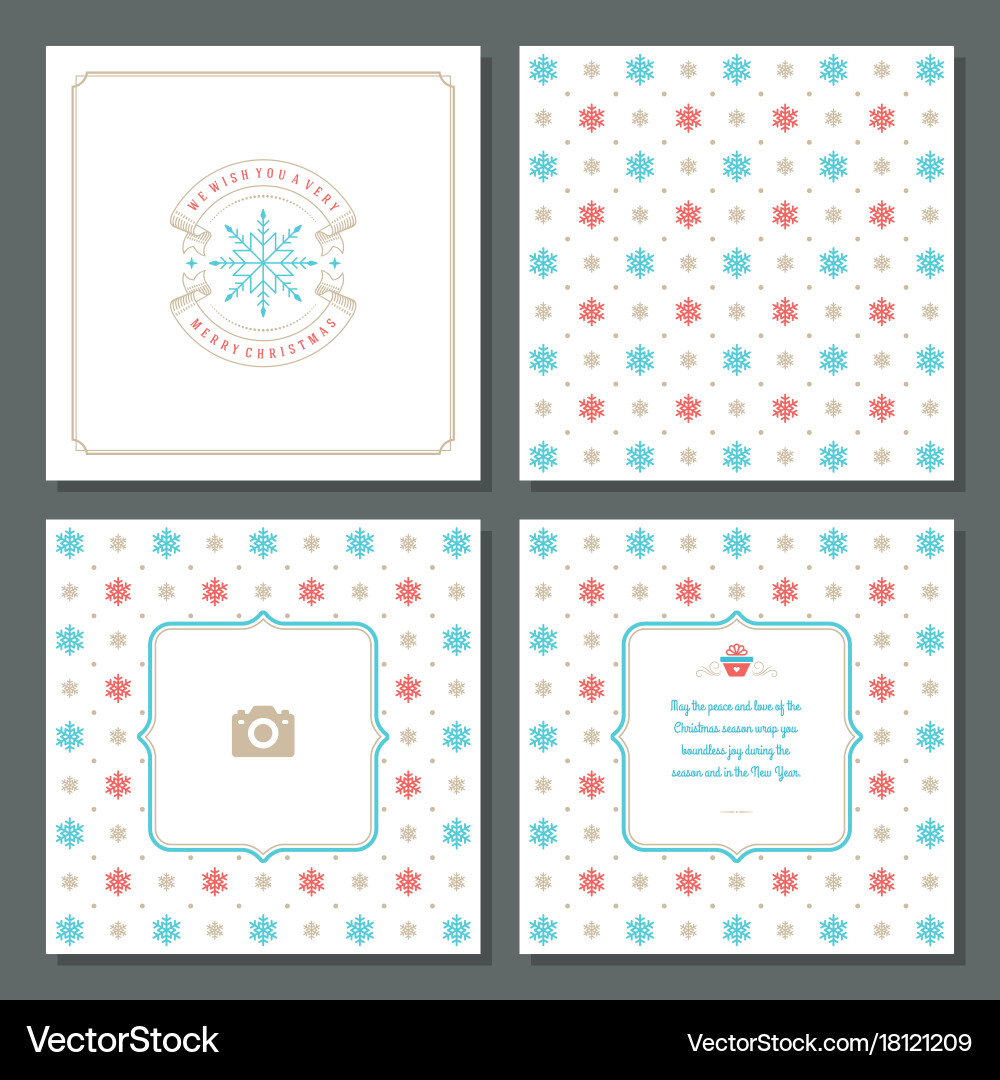 Christmas greeting card design and pattern vector image