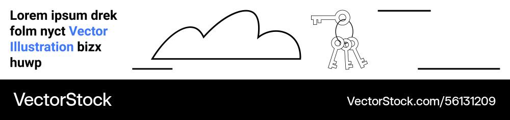 Cloud shape with dangling key and bold text Cloud shape with dangling key and bold text Vector Image