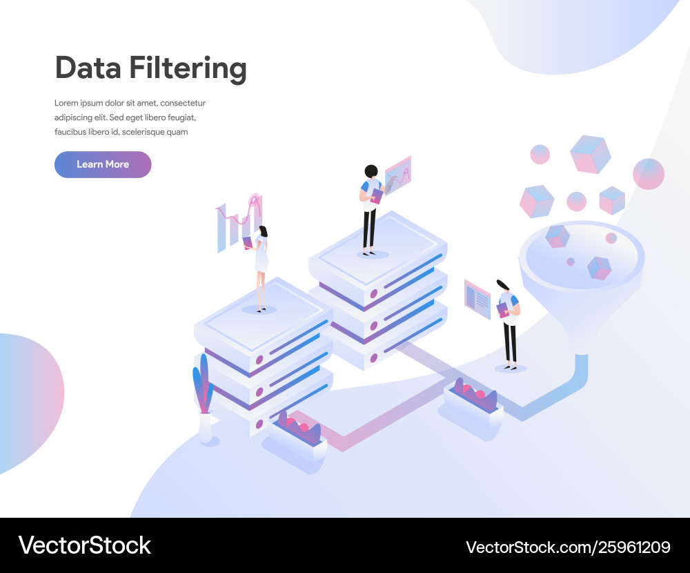 Data Filtering Isometric Template vector image
