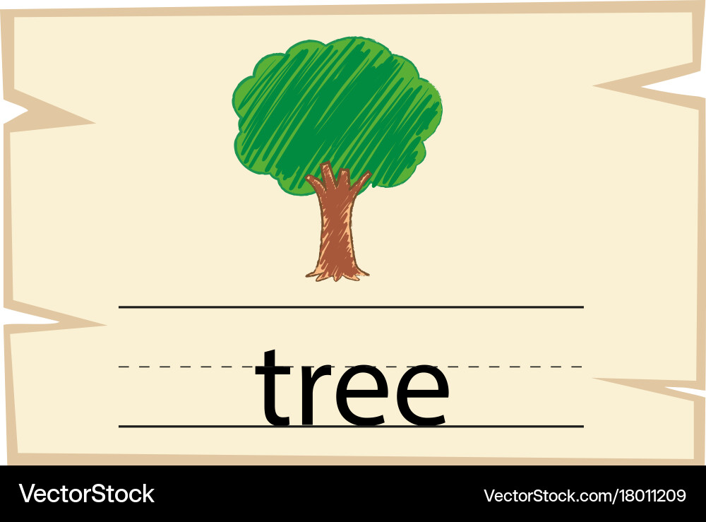 Flashcard for word tree vector image
