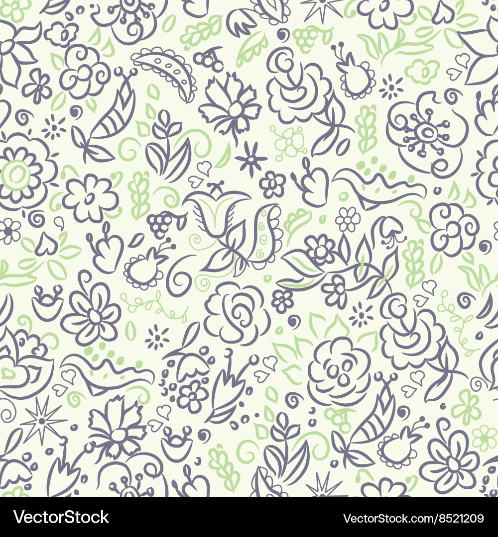 Floral seamless pattern violet green Vector Image