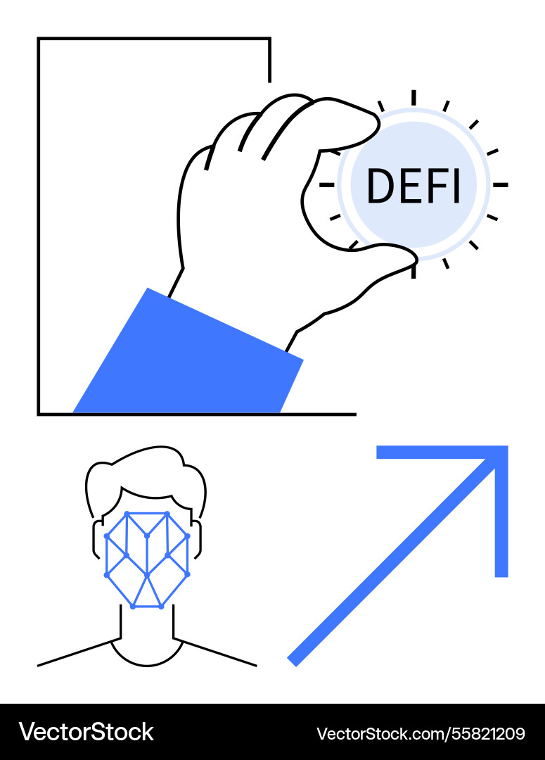 Hand halten defi Münz Gesichtserkennung Muster Hand halten defi Münz Gesichtserkennung Muster vektorbild