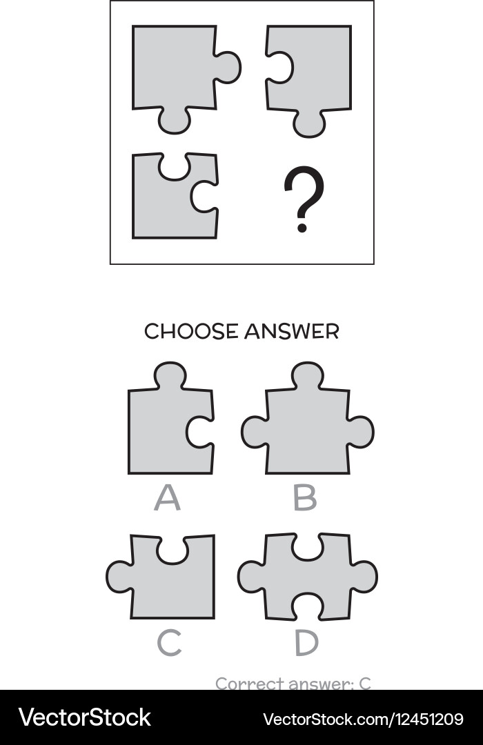 Iq test logical tasks composed of puzzles shapes vector image