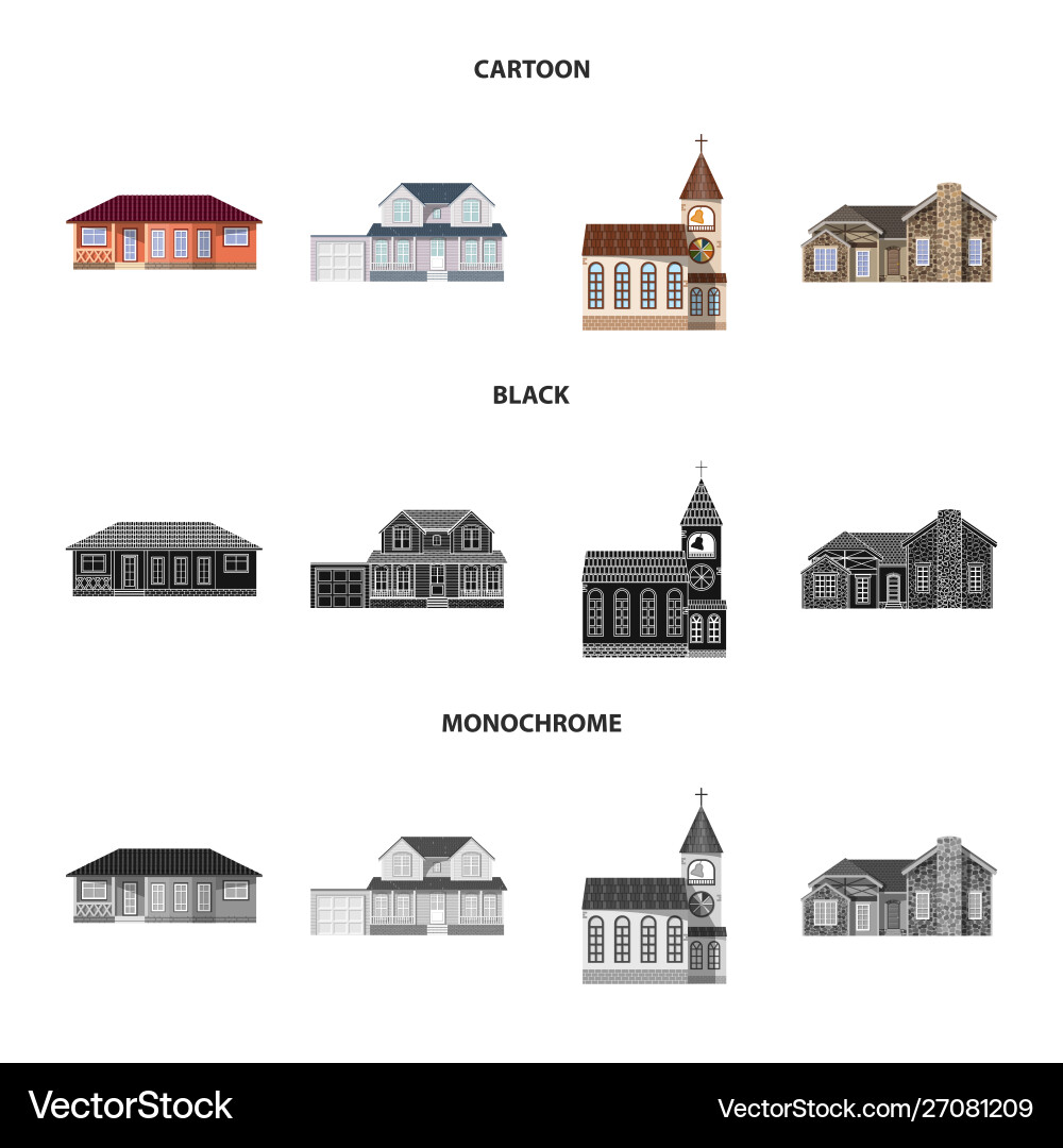 Isolated object building and front sign set Isolated object building and front sign set vector image