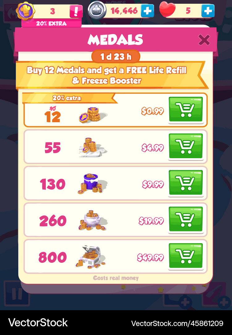 Komplettes Set von Level-Taste Spiel ui Pop-up-Symbol vektorbild