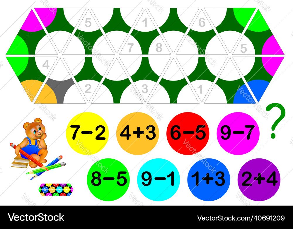 Logic exercise for children with triomino game Logic exercise for children with triomino game Vector Image