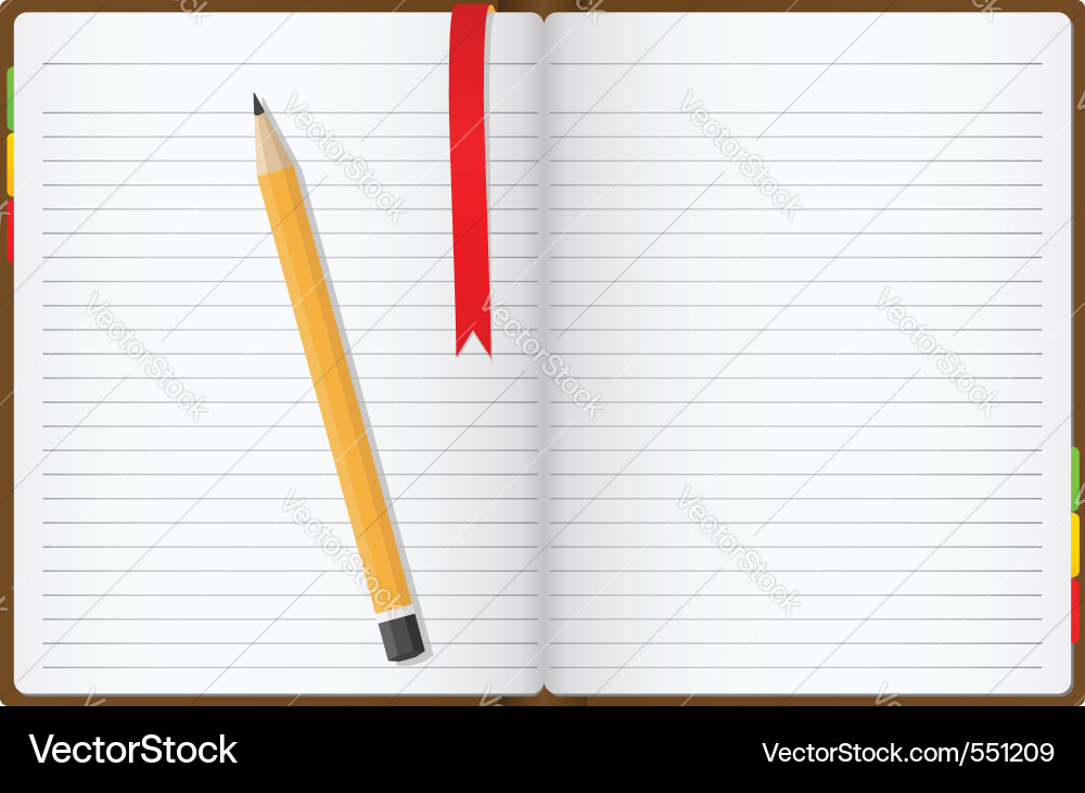 Open Notebook with Paper vector image