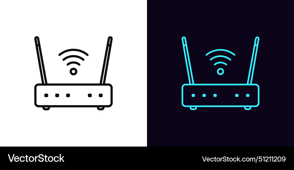 Outline wifi router icon with editable stroke Vector Image