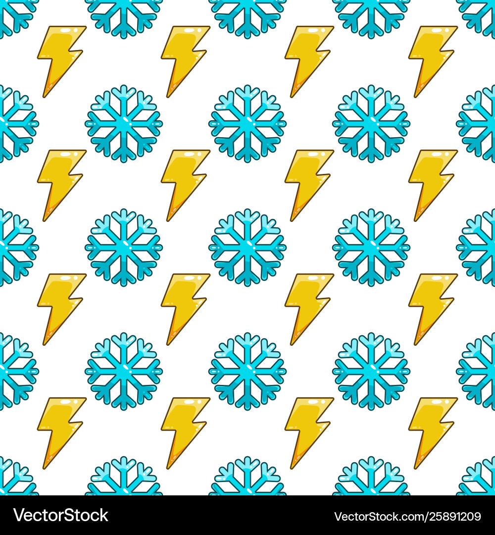 Seamless pattern with snowflake and lightning Seamless pattern with snowflake and lightning Vector Image