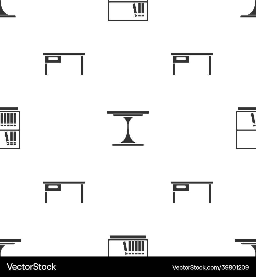 Set library bookshelf round table and office desk Vector Image