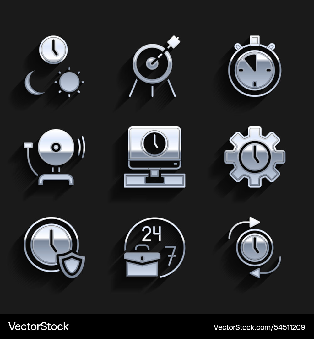 Set monitor time always busy clock with arrow Set monitor time always busy clock with arrow vector image