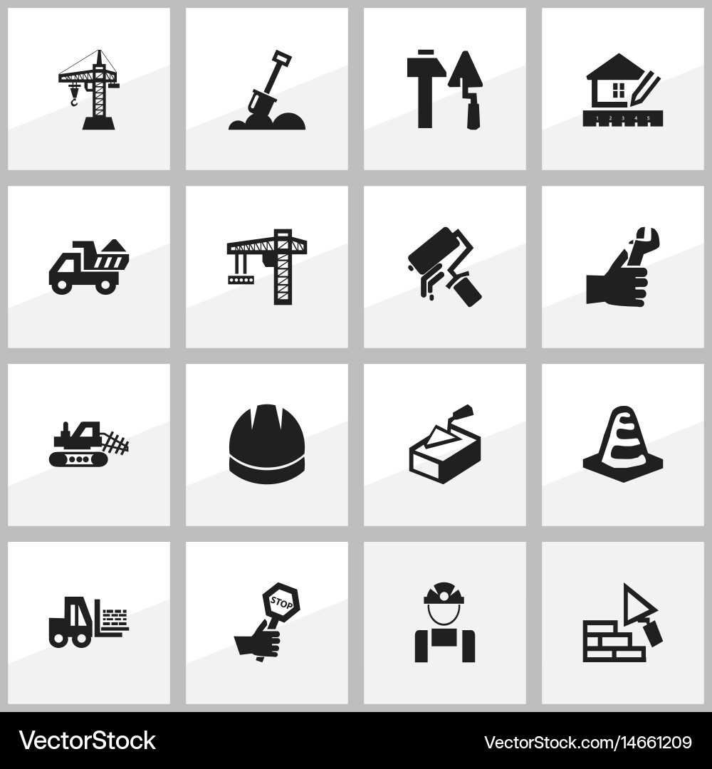 Set of 16 editable structure icons includes vector image
