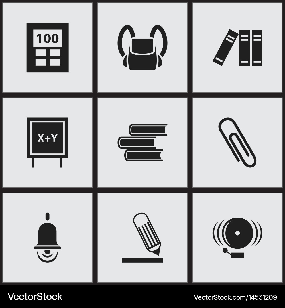 Set of 9 editable university icons includes Vector Image