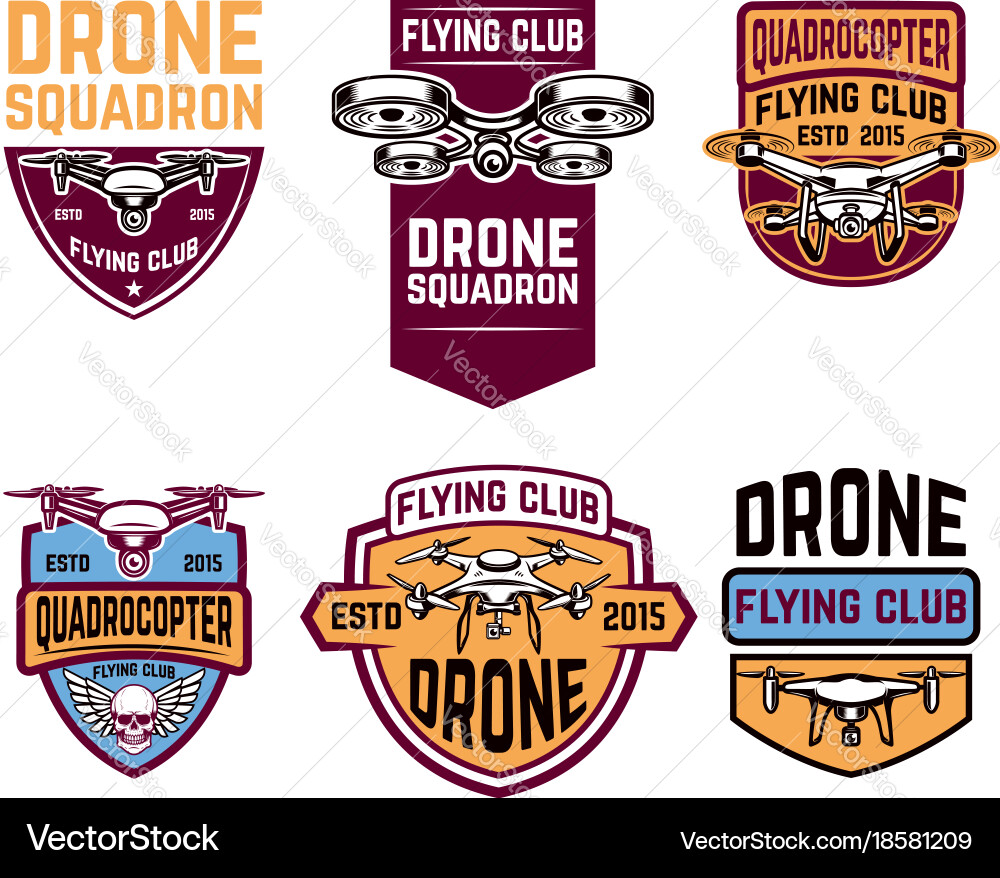 Set of emblems with drone vector image