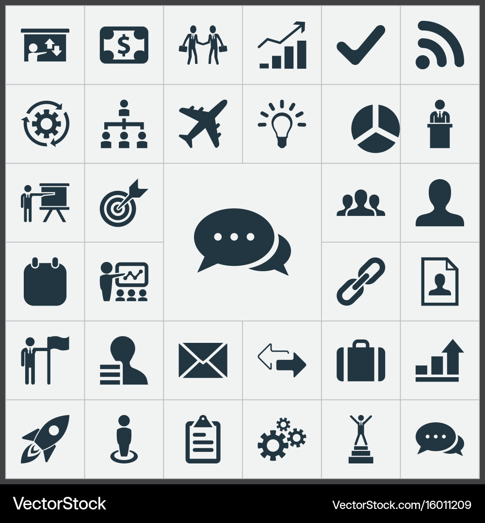 Set of simple strategy icons elements vector image